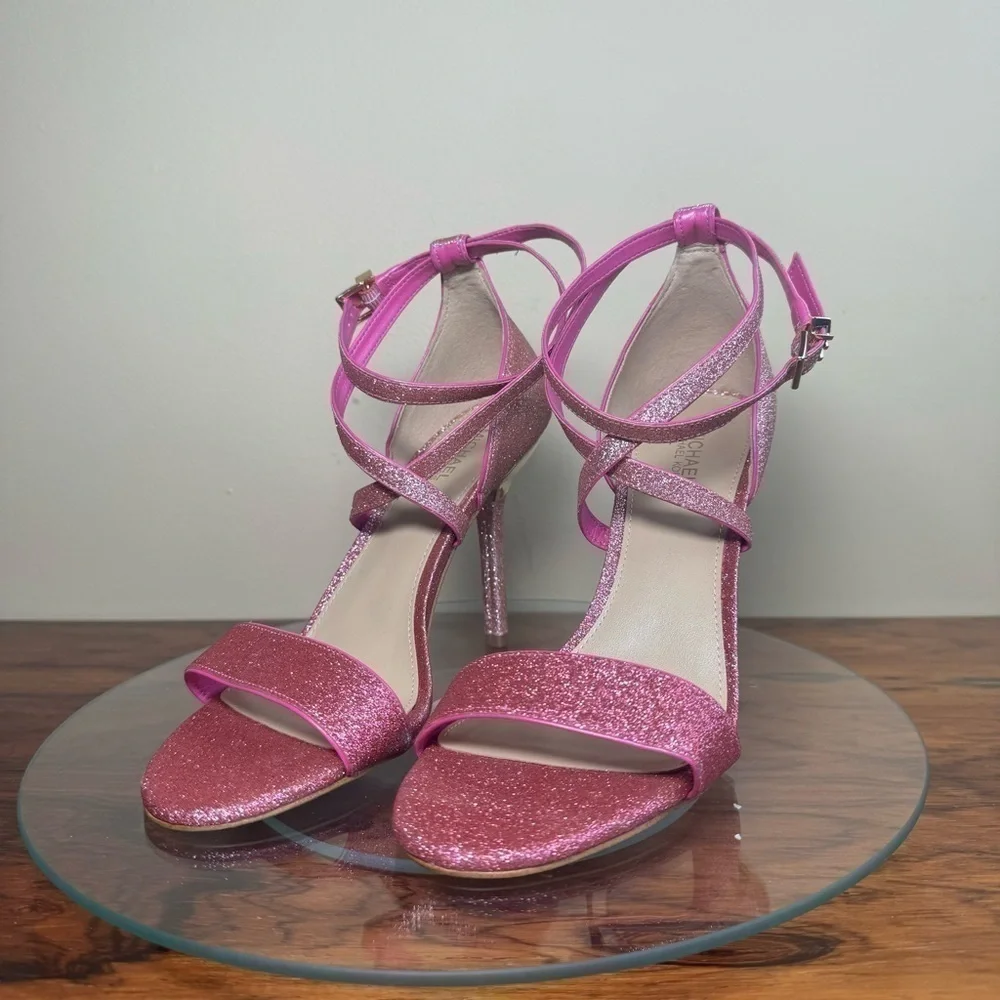 Michael Kors Astrid Glitter Fuchsia Heeled Sandal
